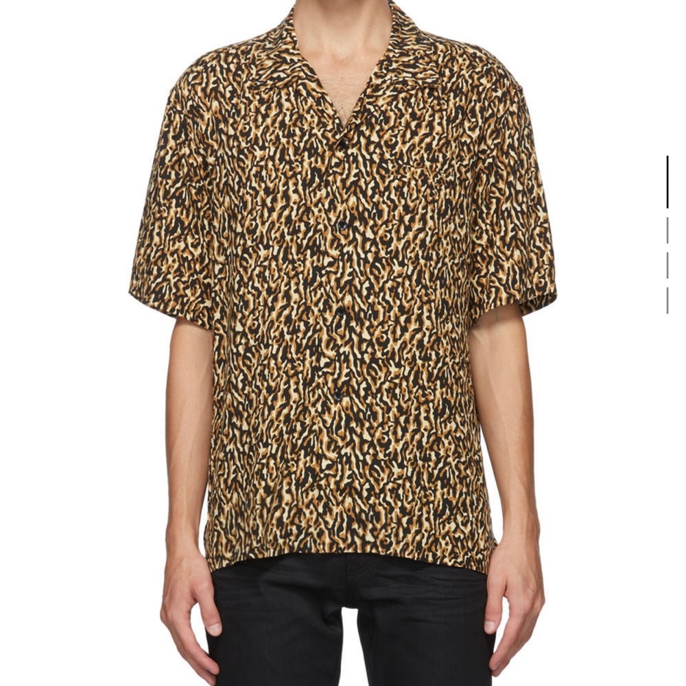 Saint Laurent Brown Shark Collar Shirt size 40